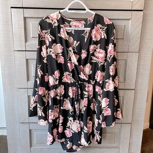 Black long sleeve floral romper
